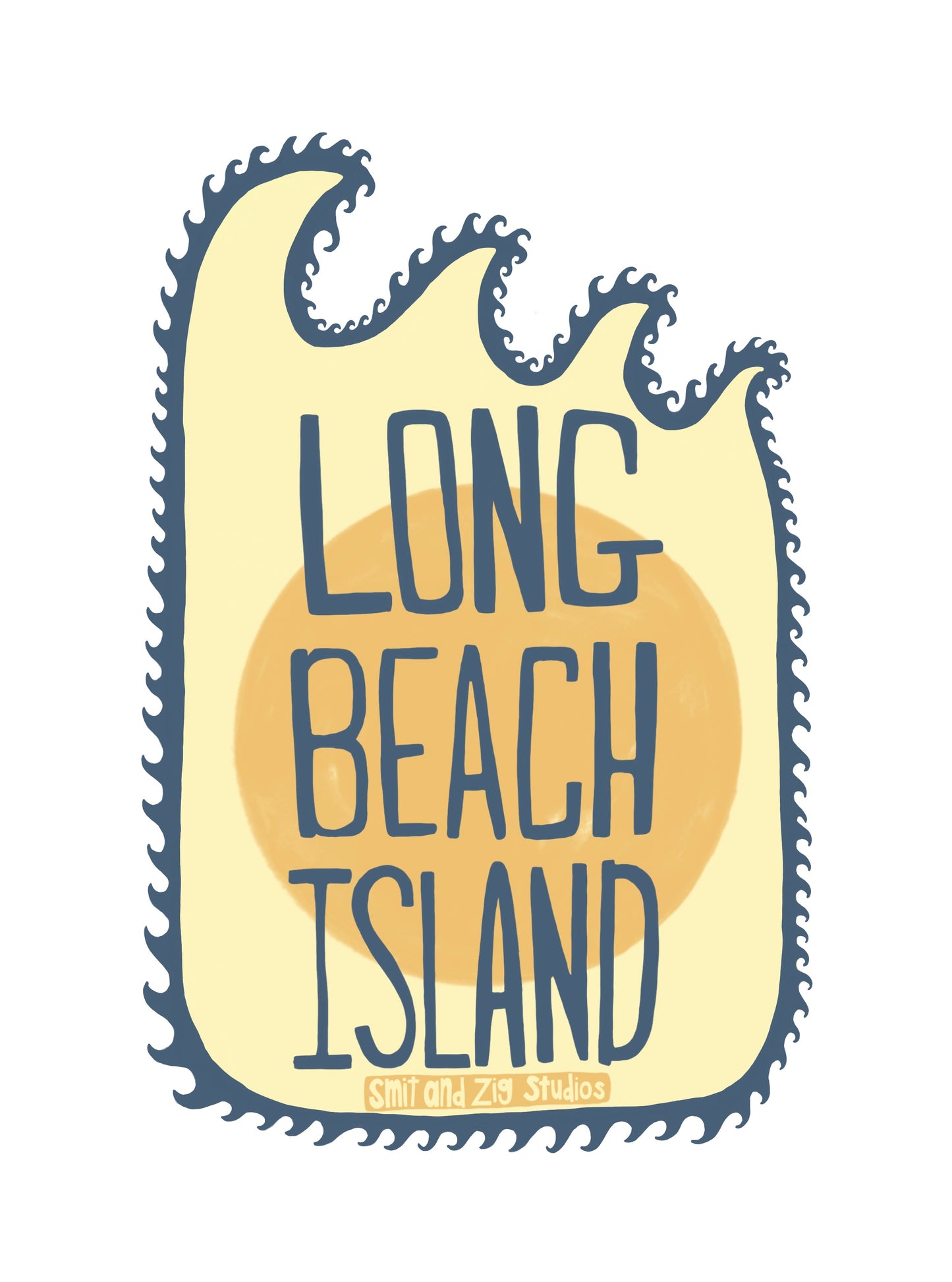 Long Beach Island Wavy Sun-Vinyl Sticker
