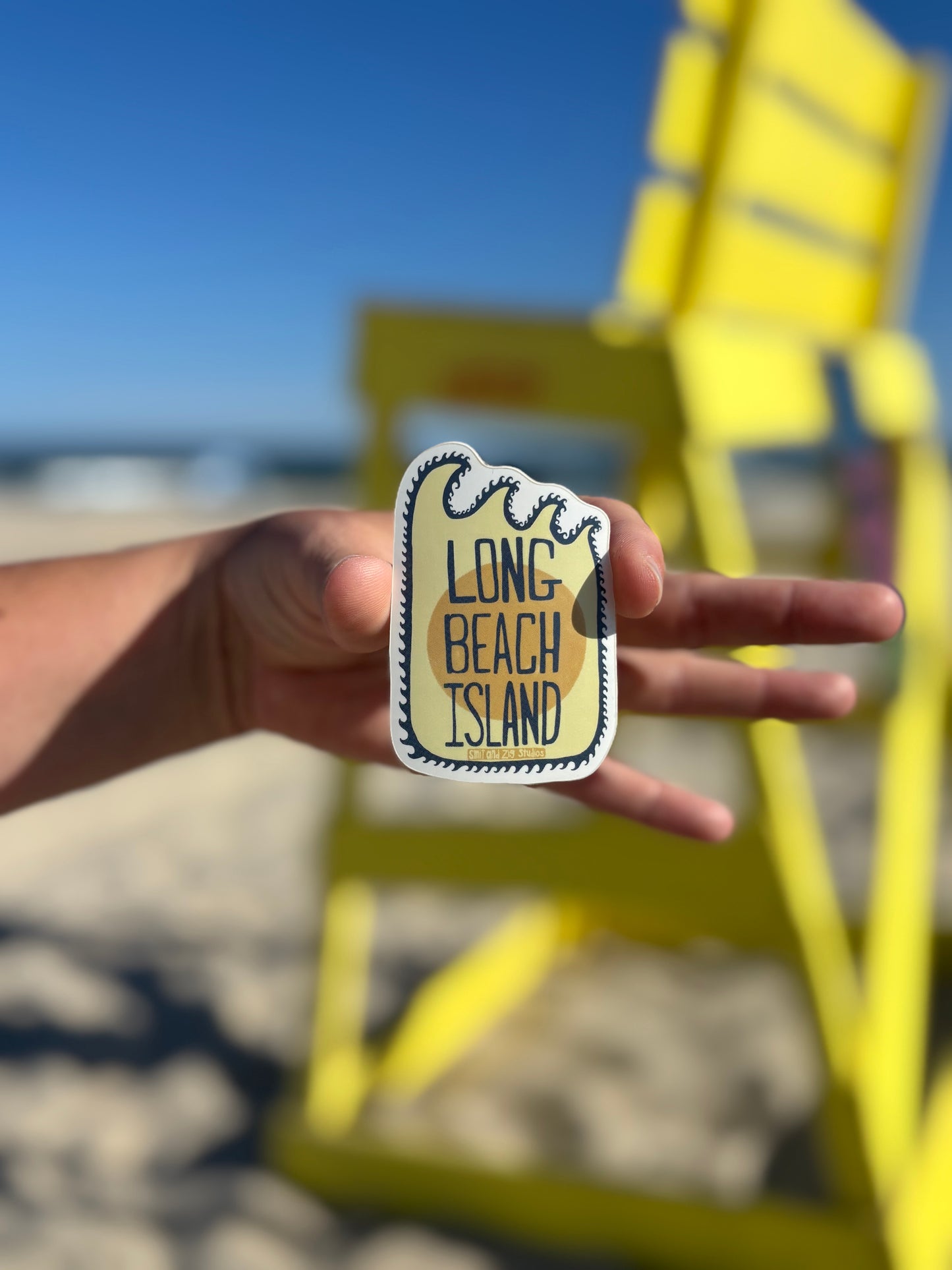 Long Beach Island Wavy Sun-Vinyl Sticker