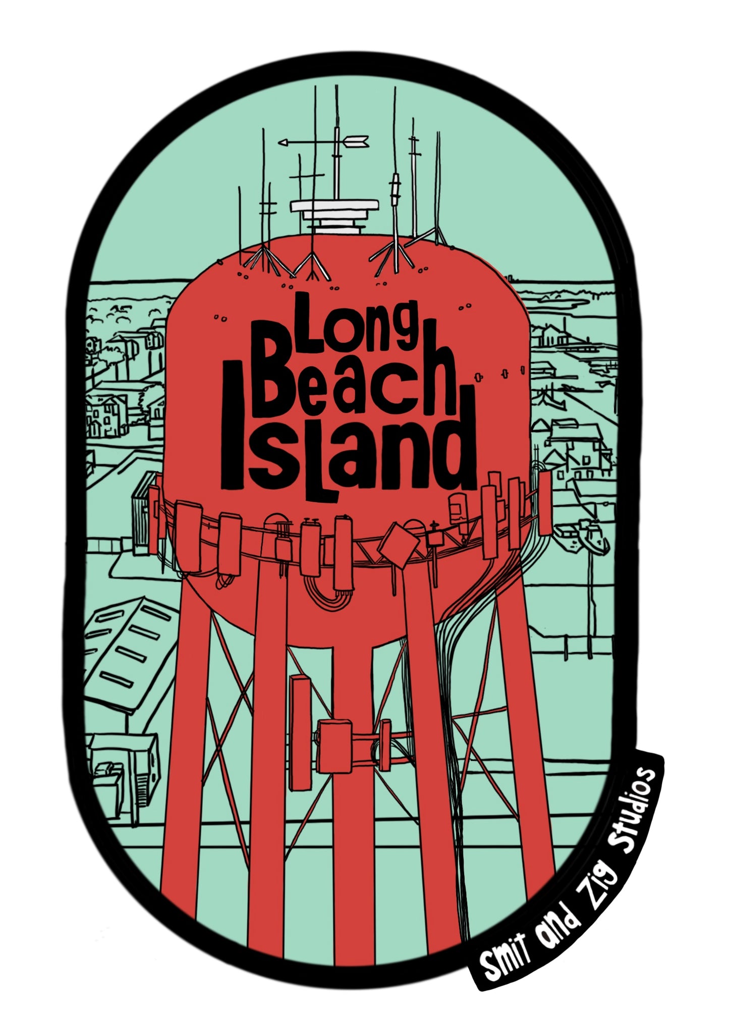 Beach Haven Water Tower-Vinyl Sticker