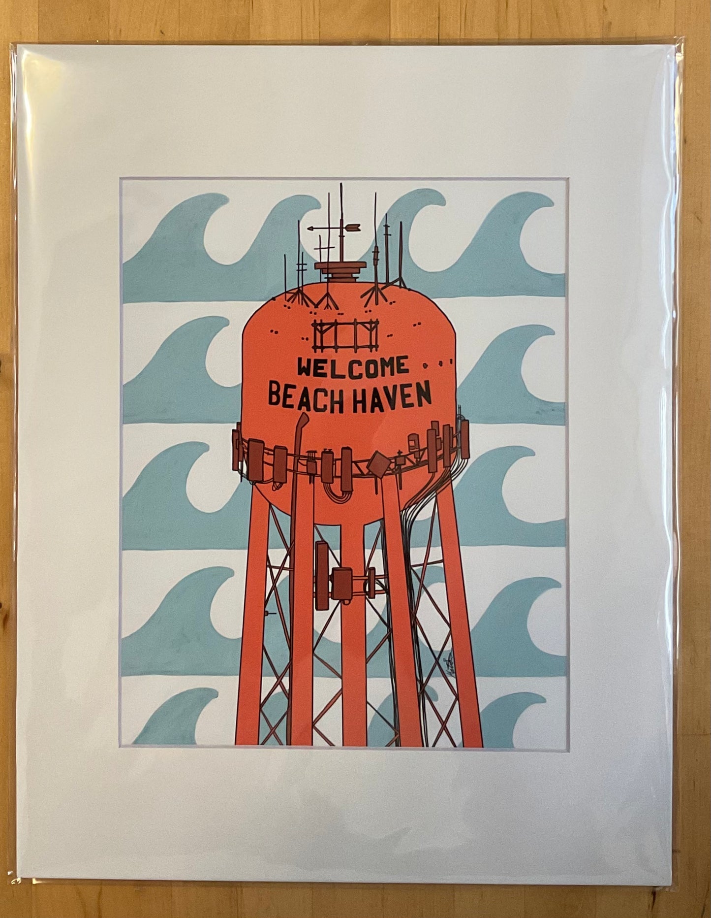 Print Welcome Beach Haven red/blue