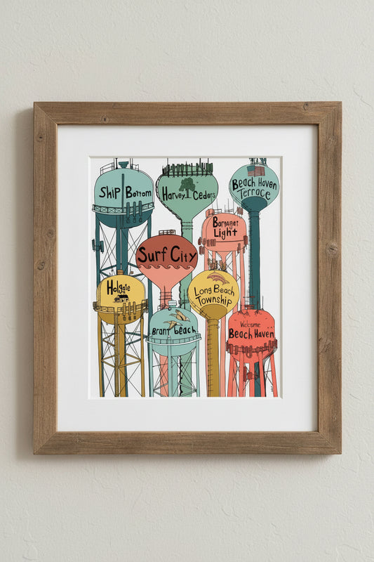 Print LBI Water Towers white background