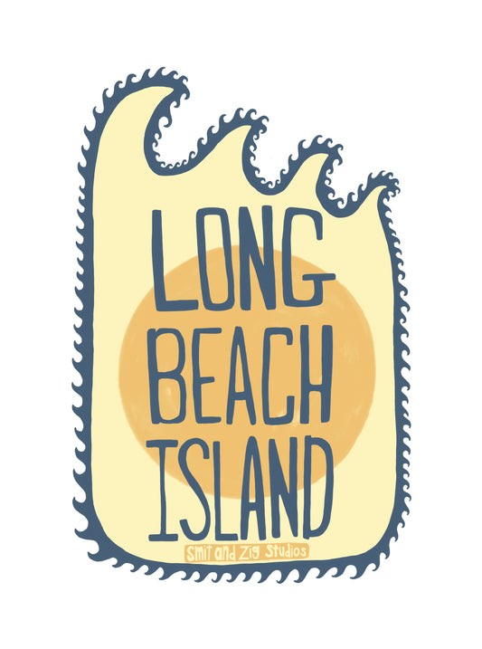 Long Beach Island Wavy Sun-Vinyl Sticker