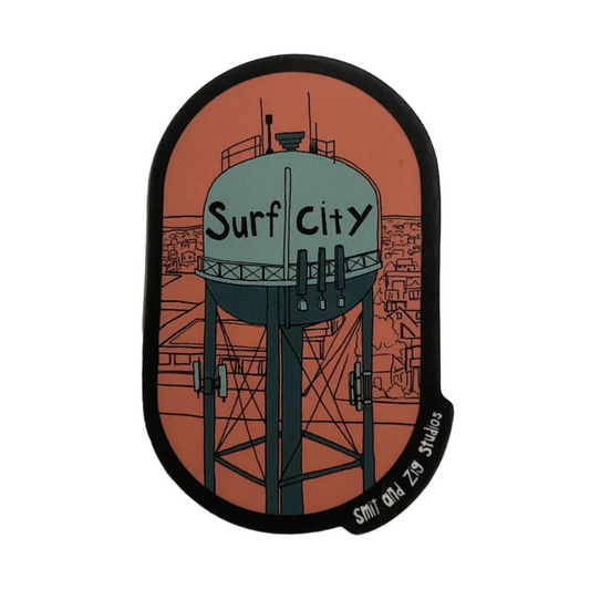 Surf City Water Tower 3in. Vinyl Sticker