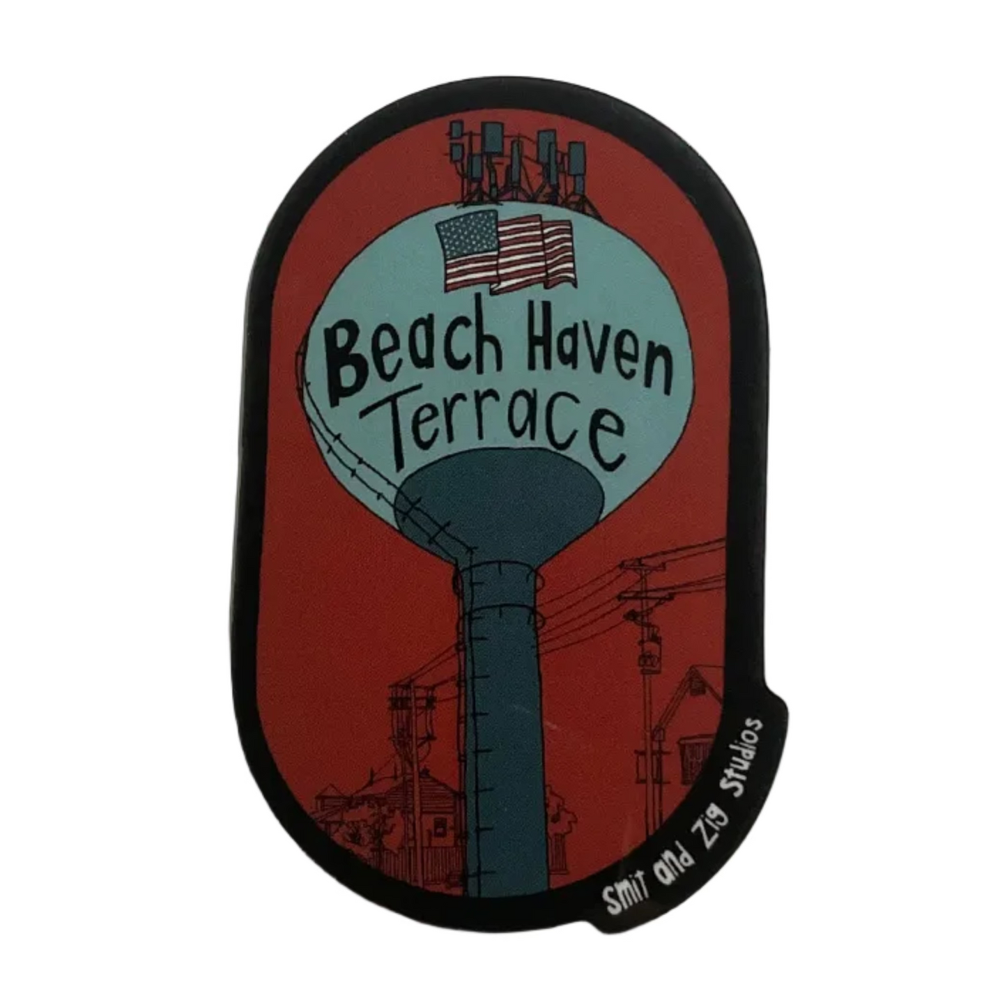 Beach Haven Terrace Water Tower 3in. Vinyl Sticker