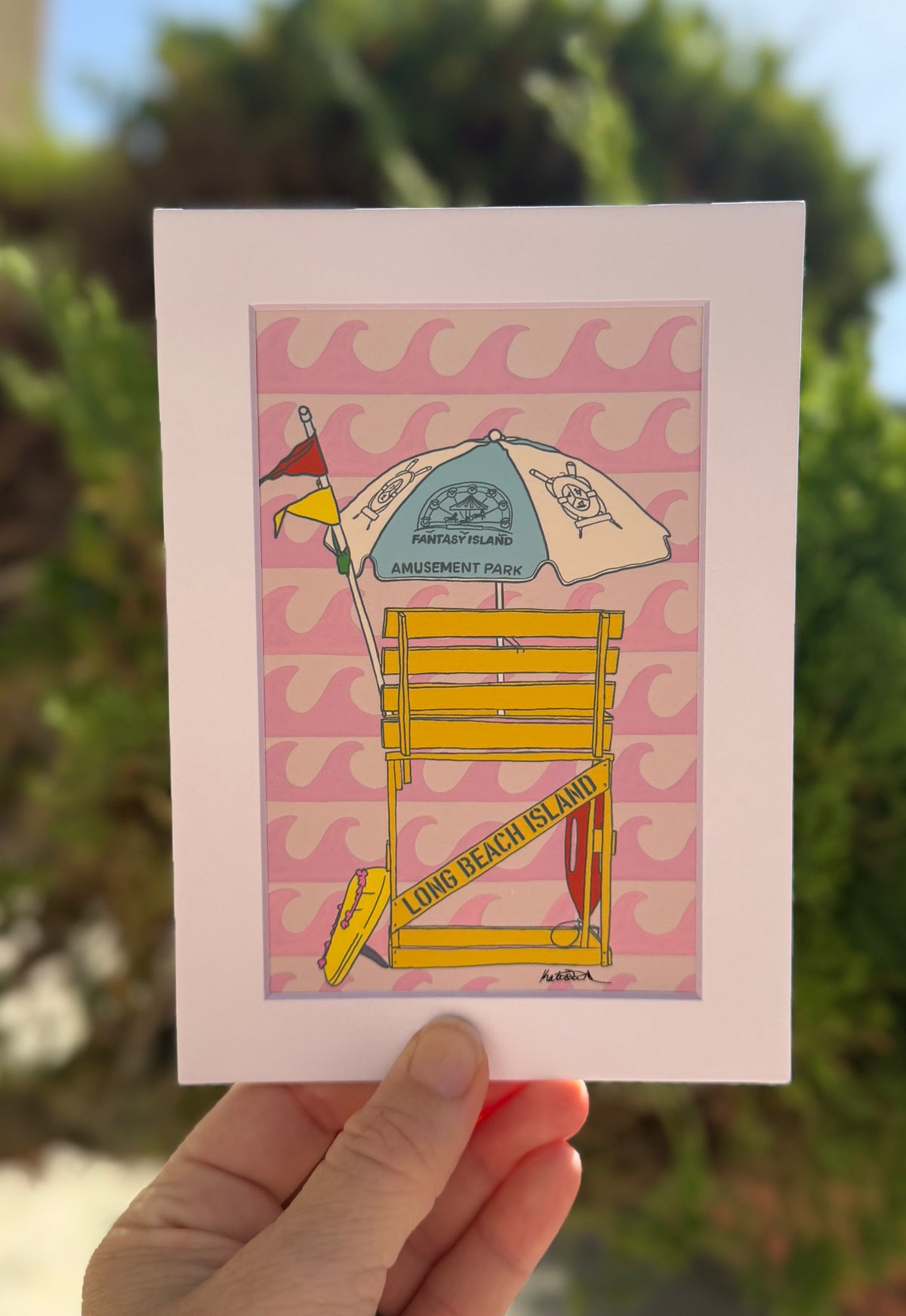 Mini Print: LBTBP Lifeguard Chair Pink background