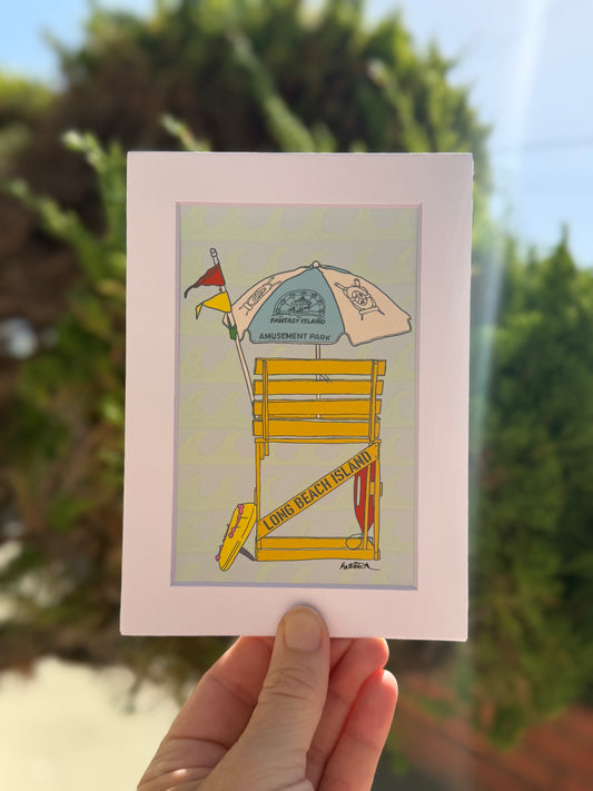 Mini Print: LBTBP Lifeguard Chair Green/Blue background