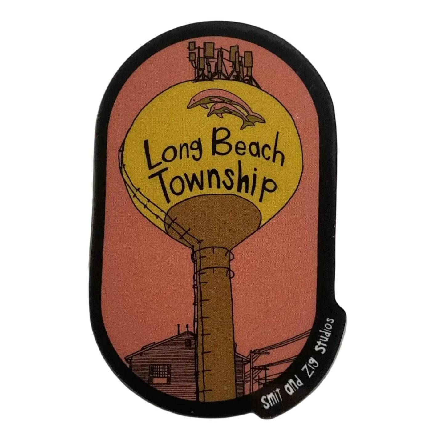 Sticker with 'Long Beach Township' design on a white background