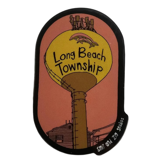 Sticker with 'Long Beach Township' design on a white background