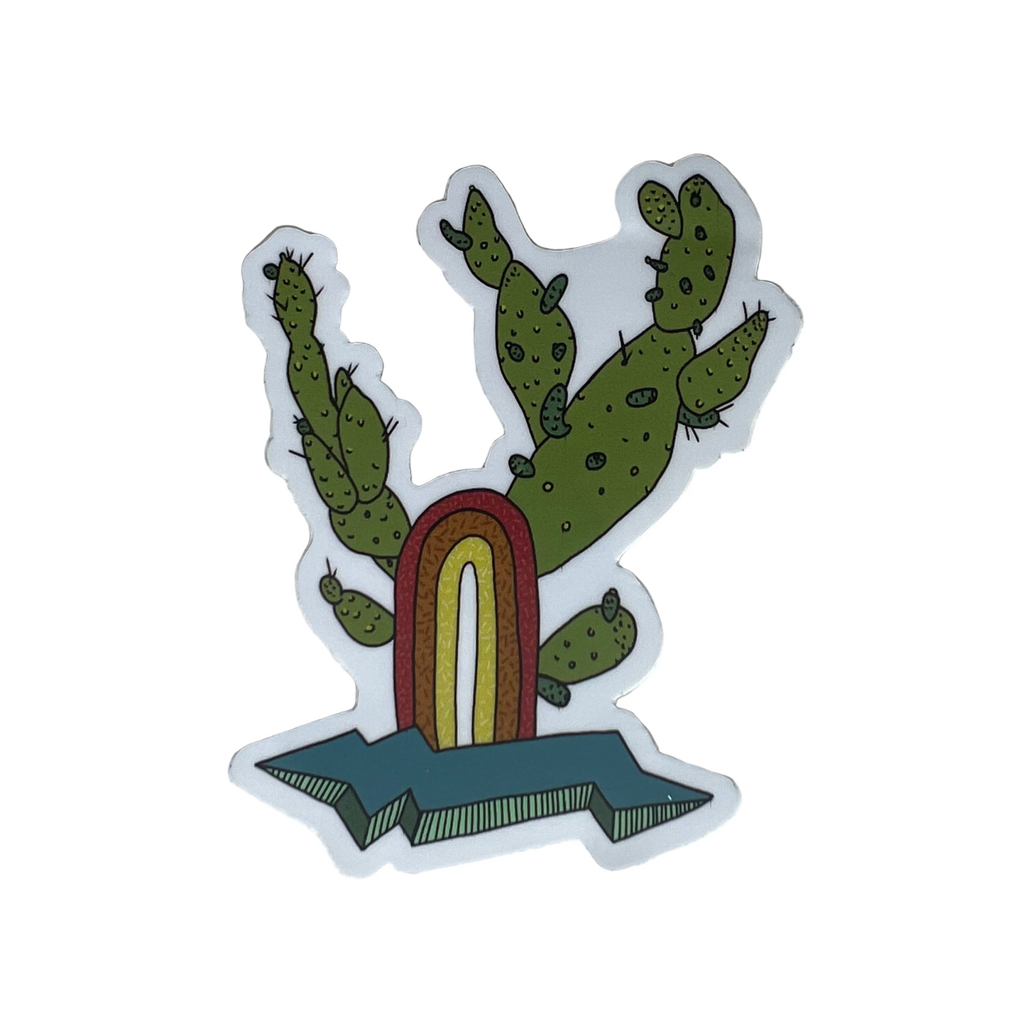 Rainbow Cactus-Vinyl Sticker
