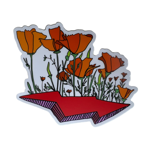 Poppies on Lightning Bolt (Red) -Vinyl Sticker